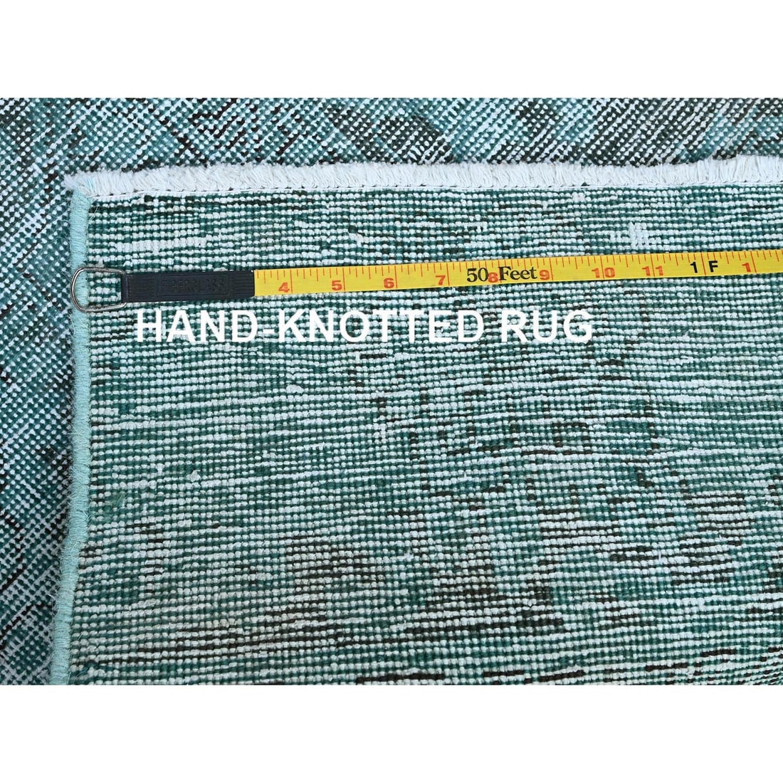 Rug 2'x5'9" Blue Overdyed Vintage Zoroastrian Hand Knotted Pure Wool Runner - 7