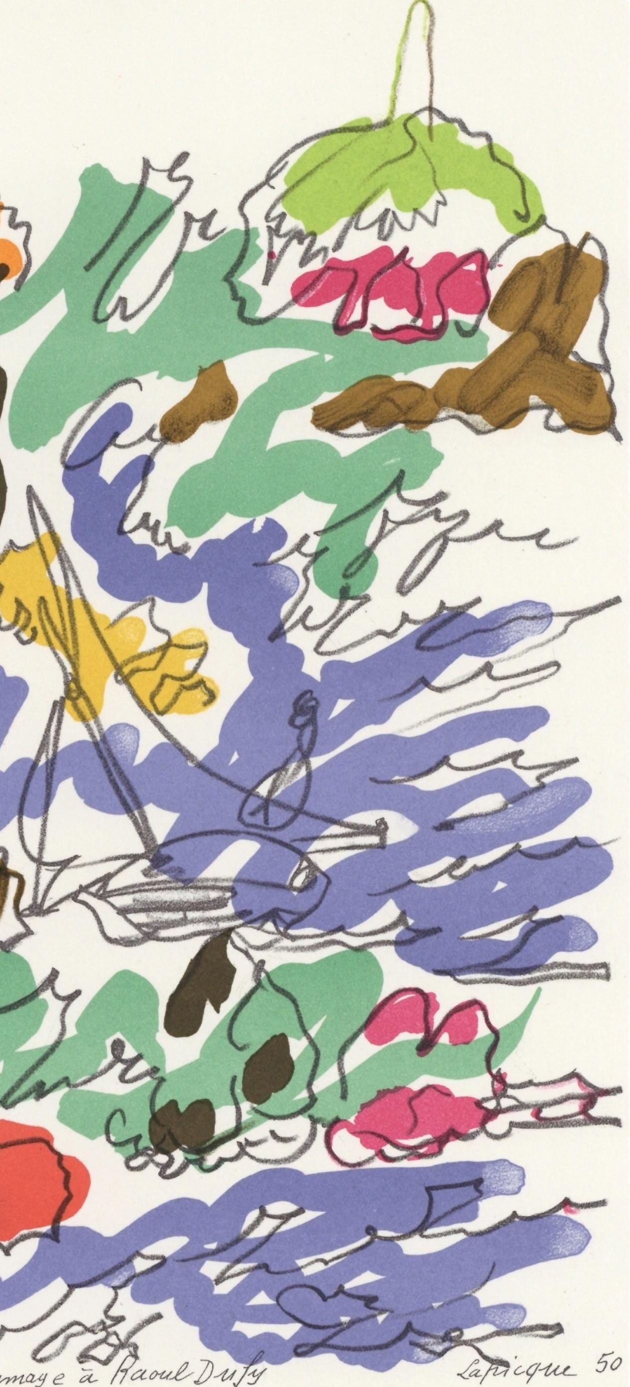 Lithograph - Charles Lapicque - Composition - Lettre mon peintre Raoul Dufy - 4