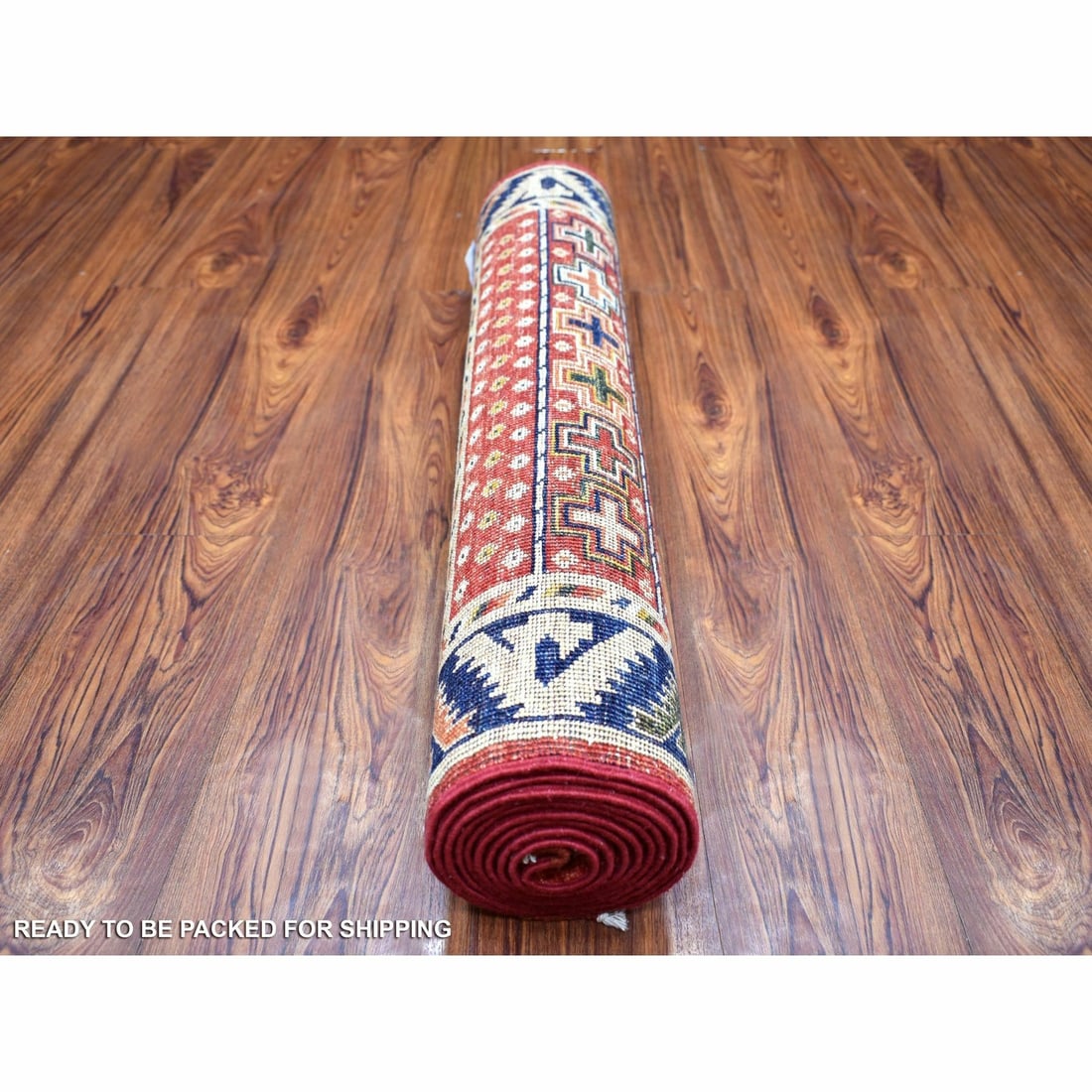 Rug 2'8"x9'7" Coral Red Afghan Ersari Soft Wool Hand Knotted Runner - 4