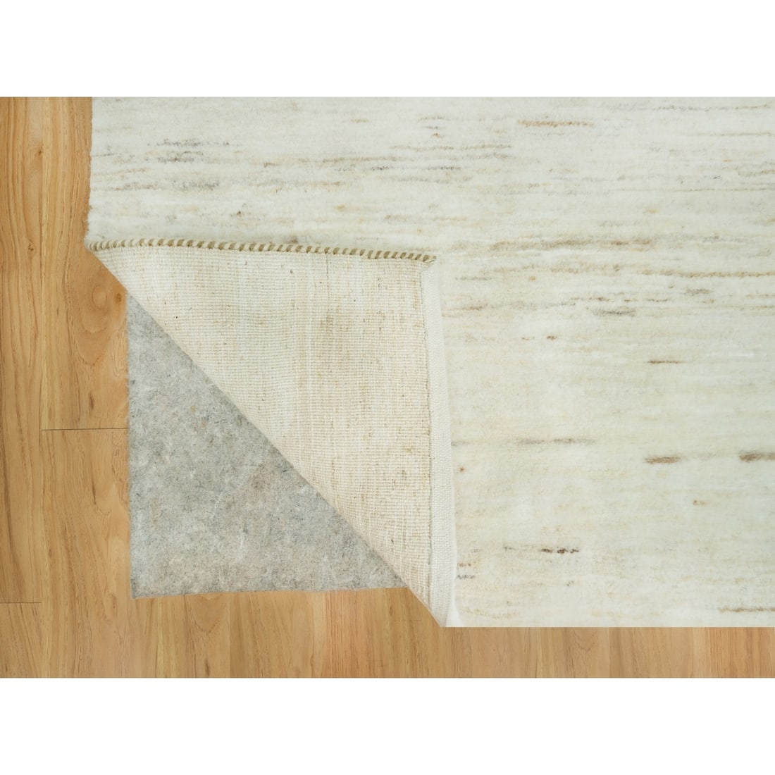 Rug 5'x5' White Thick and Plush Plain Design Wool Hand Knotted - 3