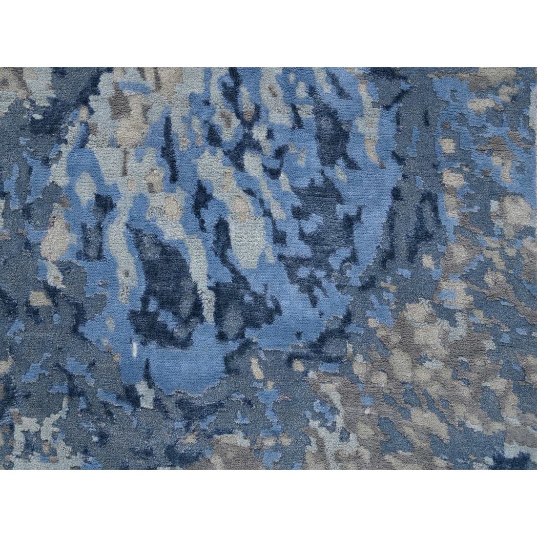 Runner Oriental Rug - 2'6"x6'2" Denim Blue Wool and Art Silk - Hand Knotted - 5