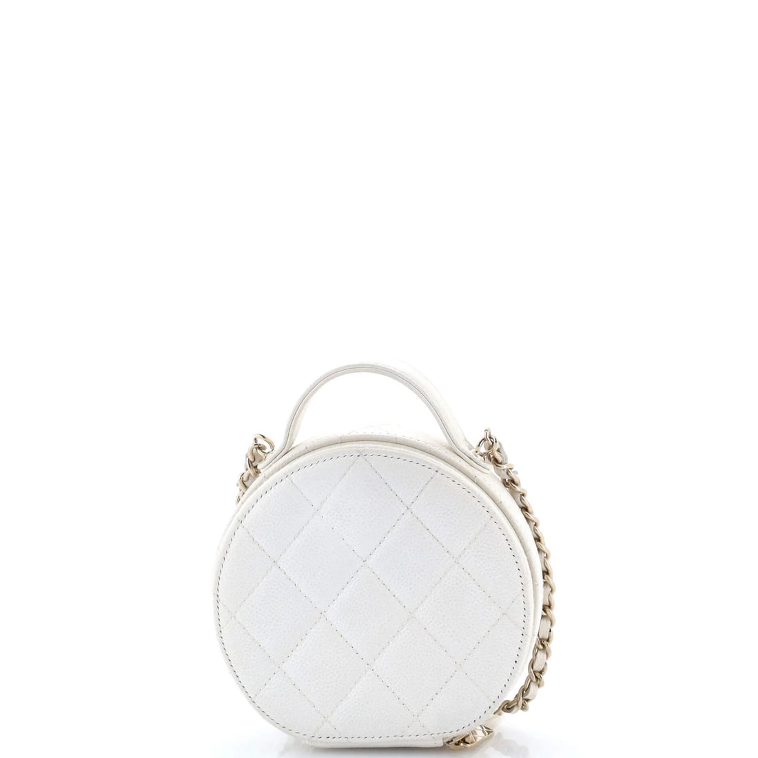 Small Chanel Handle with Care Round Vanity Case with Chain Quilted Caviar - 4