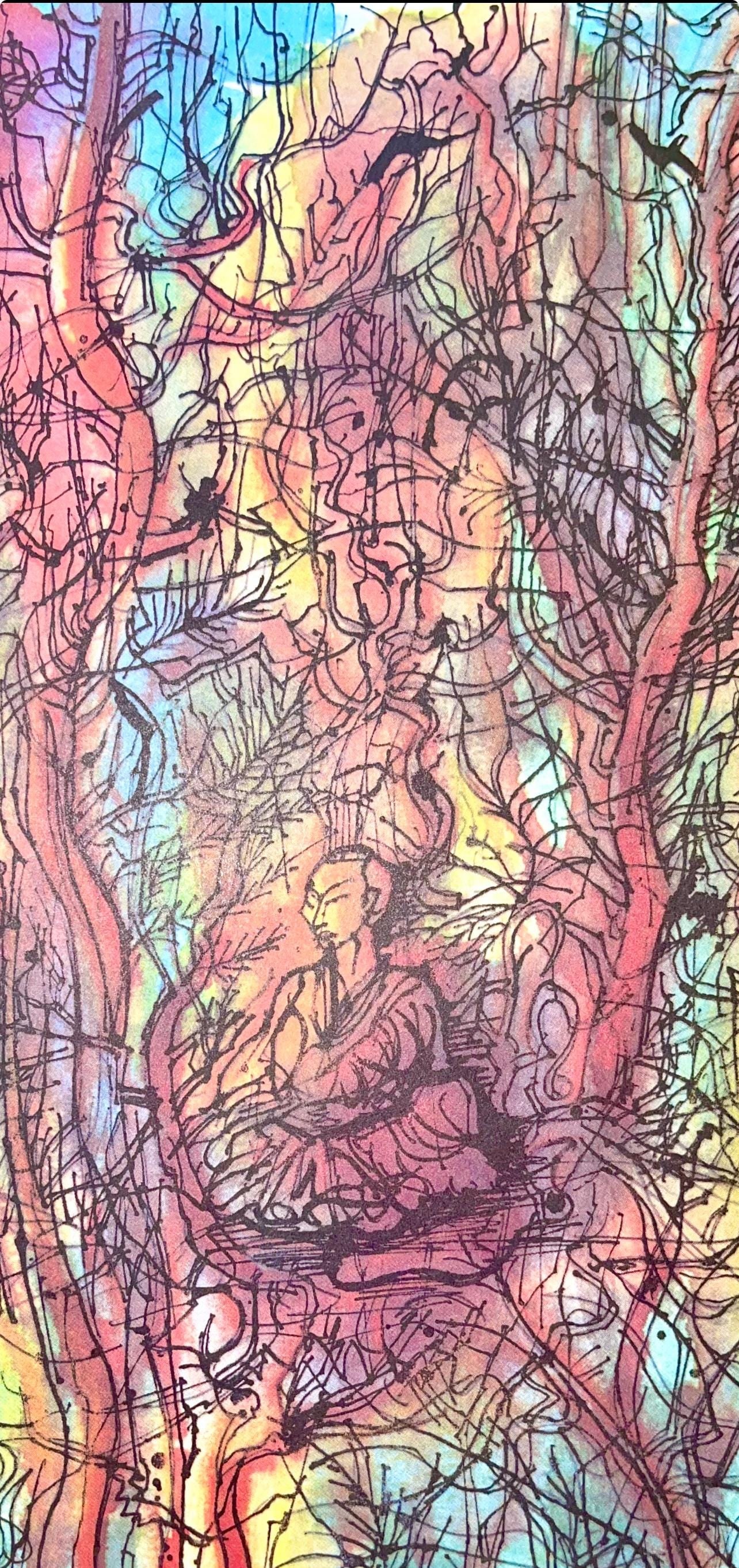 Lithograph - Jean Carzou - Composition - Ce Panorama du Bouddhisme - 2