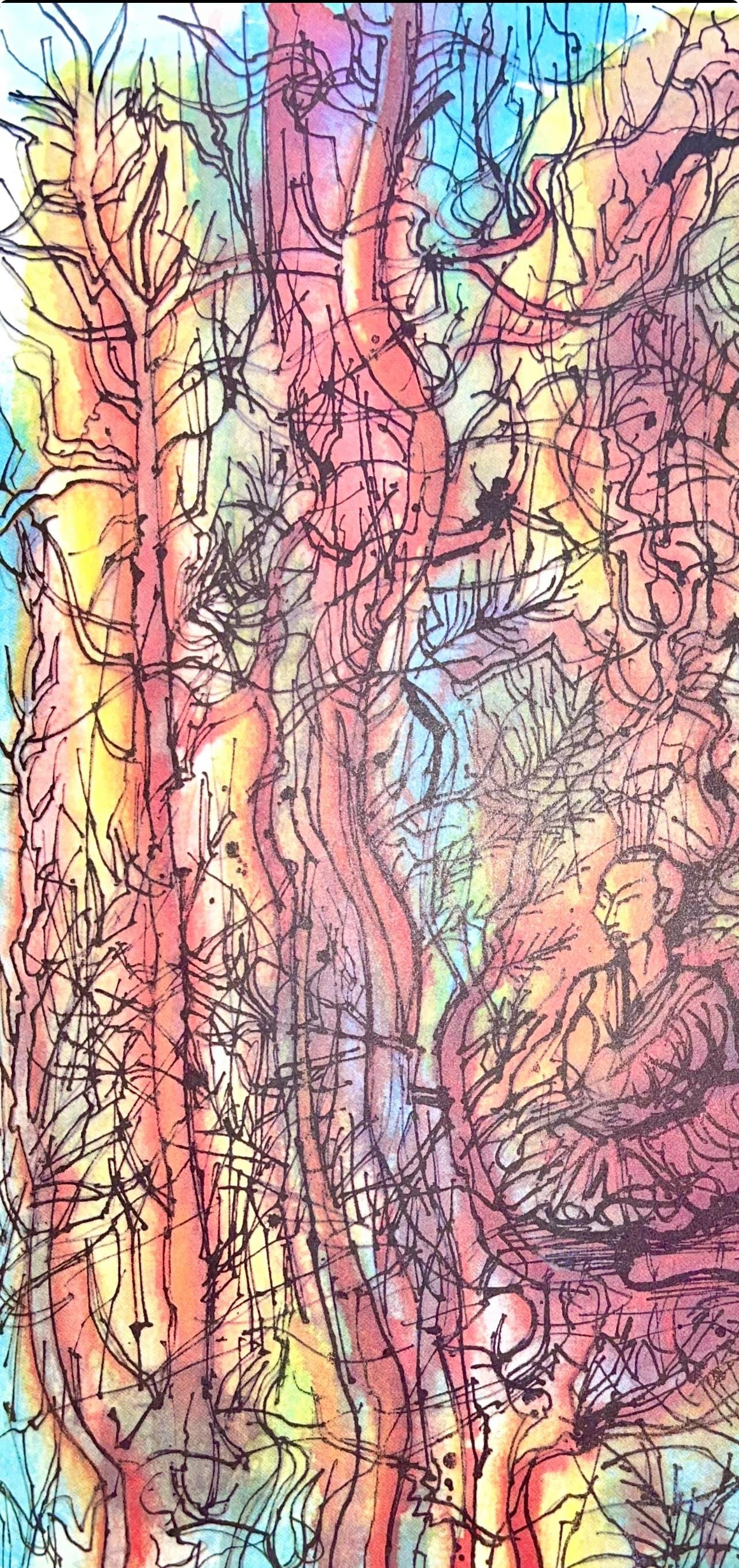 Lithograph - Jean Carzou - Composition - Ce Panorama du Bouddhisme - 3