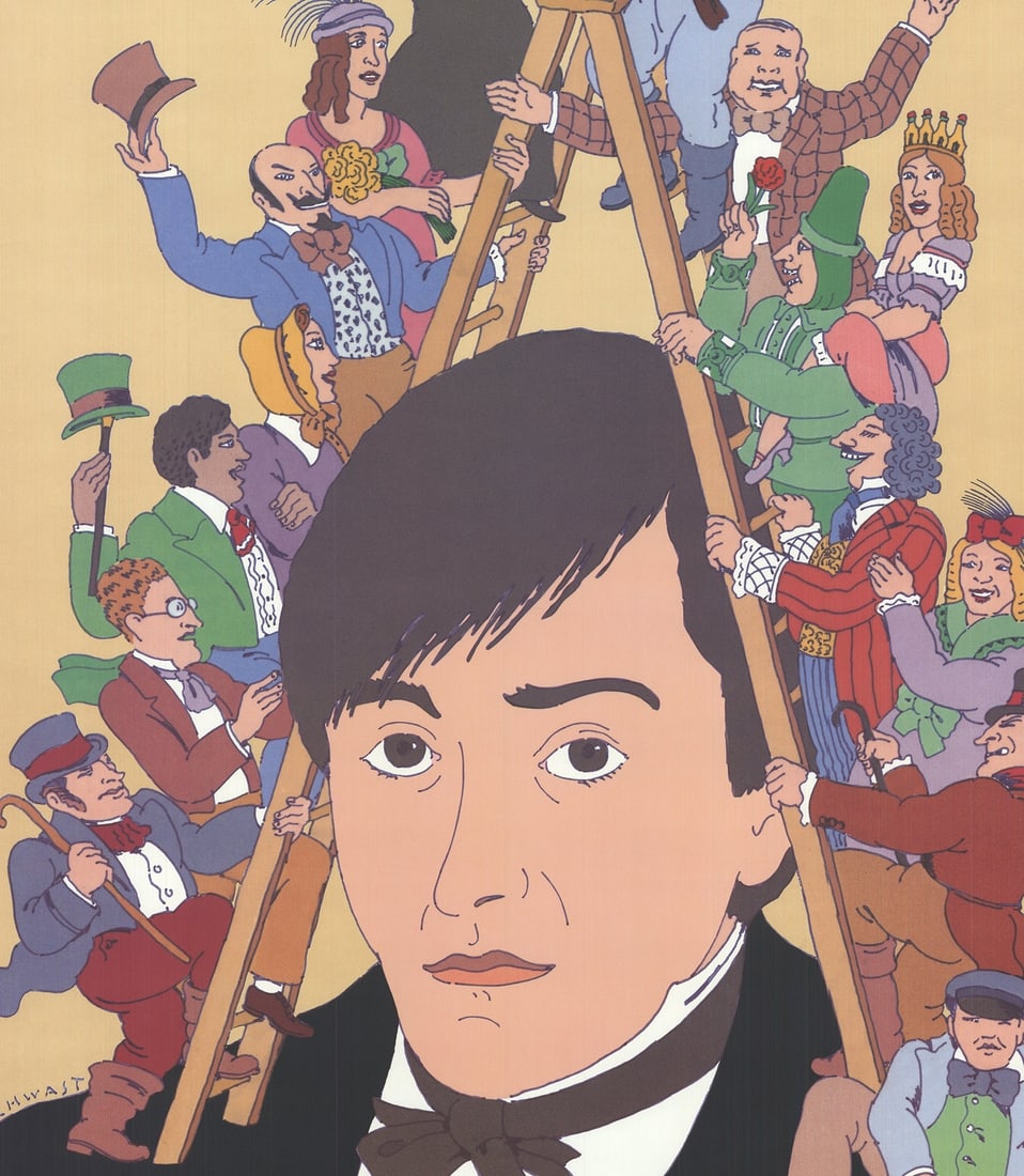 Contemporary SEYMOUR CHWAST Nicholas Nickleby 46" x 30" Poster 1982 - 2