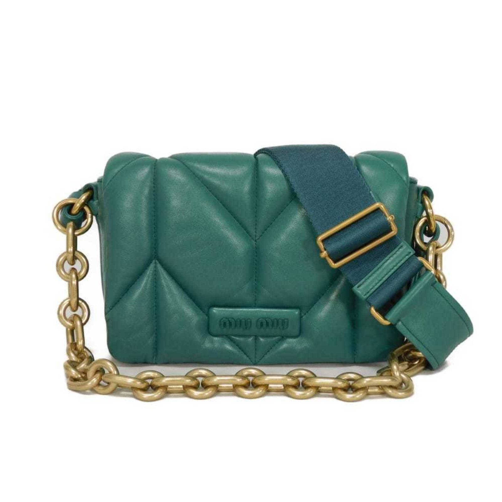 Bag Miu Shoulder: Bag Miu Shoulder This listing features Bag Miu Shoulder. Item specifics are provided below. Item Specifics: Brand: Miu Miu Type: Shoulder Bag Color: Green Gender: Women Size (Hxwxd): 15cm x 22cm x