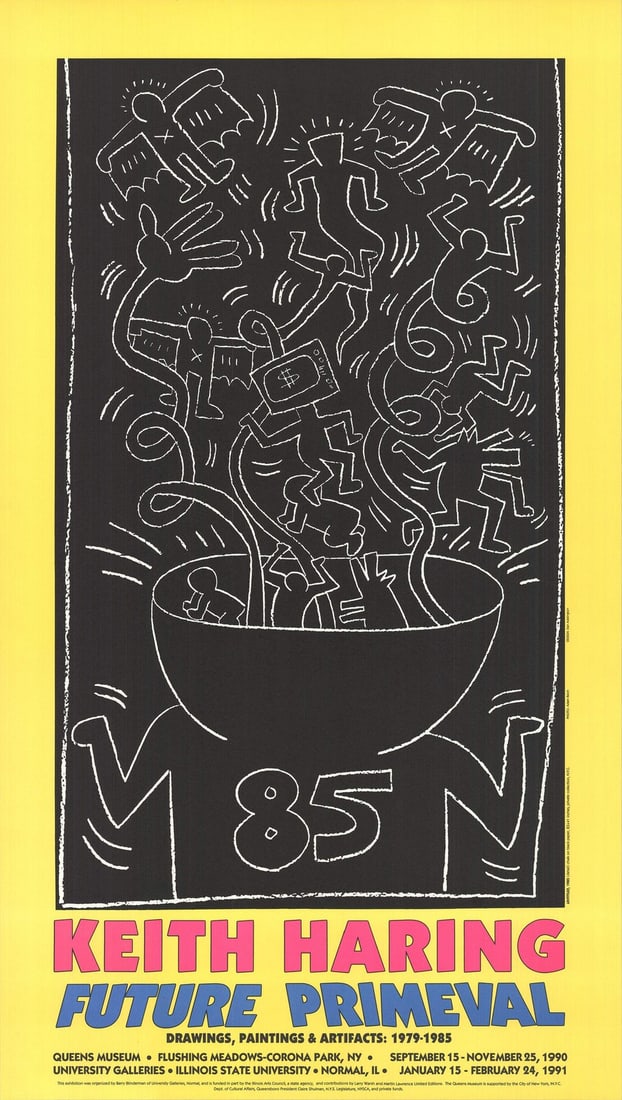 Whi KEITH HARING Future Primeval 37" x 21" Serigraph 1990 Pop Art Yellow Black: Whi KEITH HARING Future Primeval 37" x 21" Serigraph 1990 Pop Art Yellow Black This listing features Whi KEITH HARING Future Primeval 37" x 21" Serigraph 1990 Pop Art Yellow Black. Item specifics are