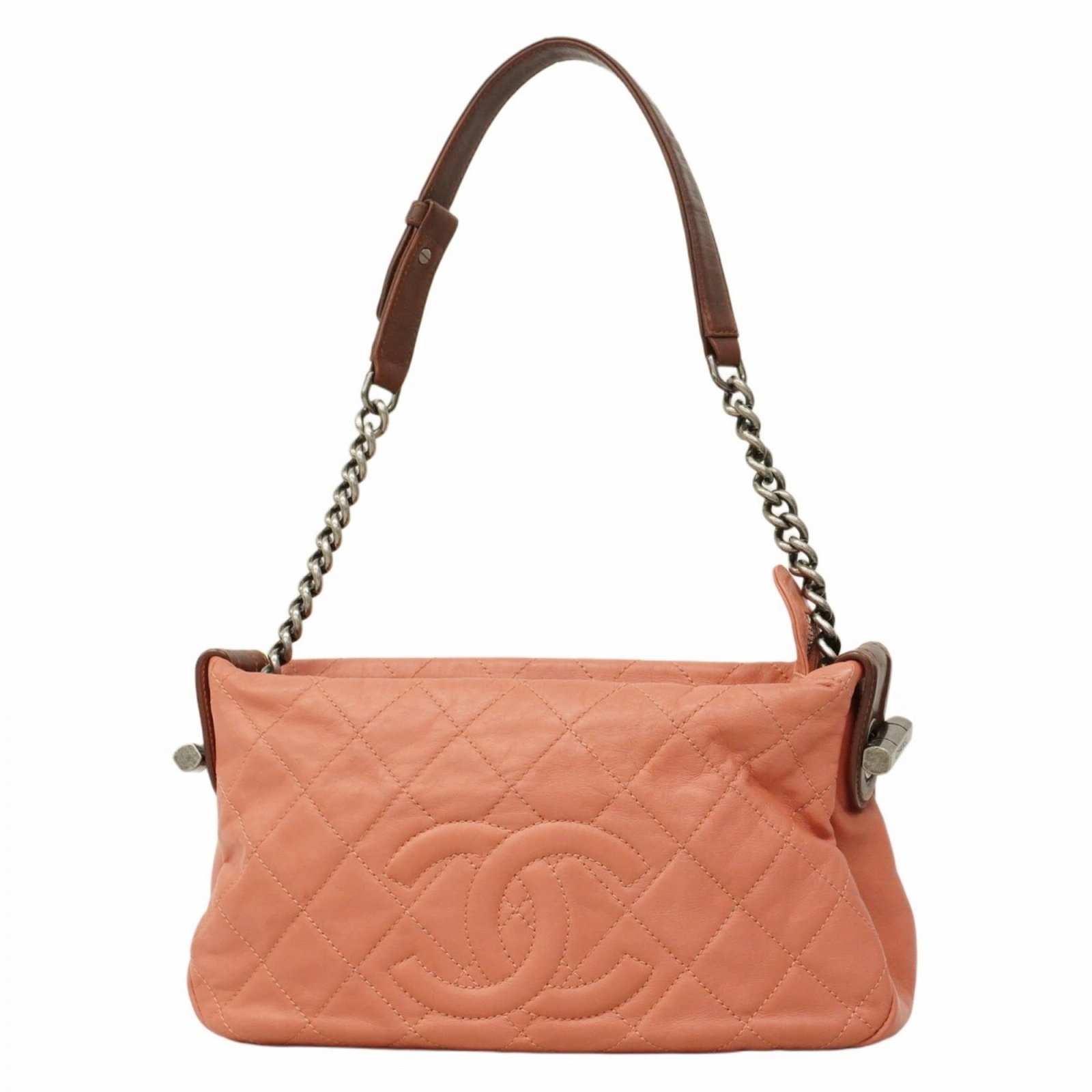Leather Chanel Shoulder Bag: Leather Chanel Shoulder Bag This listing features Leather Chanel Shoulder Bag. Item specifics are provided below. Item Specifics: Brand: Chanel Type: Shoulder Bag Material: Leather Color: Pink Hardwar