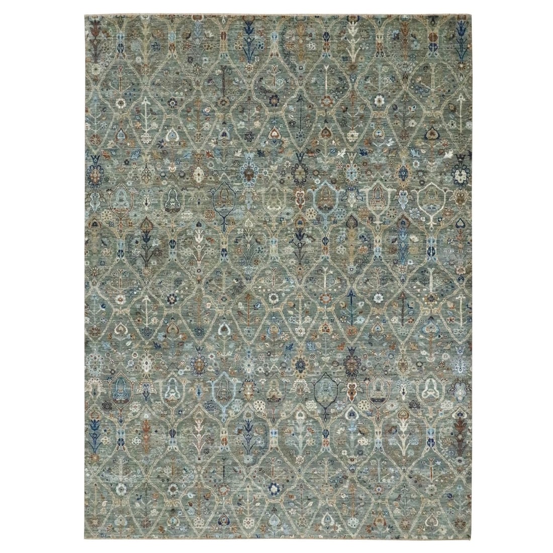 Design 8'10"x12' Green Hand Knotted Wool Rug Trellis Borderless Garden: Design 8'10"x12' Green Hand Knotted Wool Rug Trellis Borderless Garden This listing features Design 8'10"x12' Green Hand Knotted Wool Rug Trellis Borderless Garden. Item specifics are provided below.