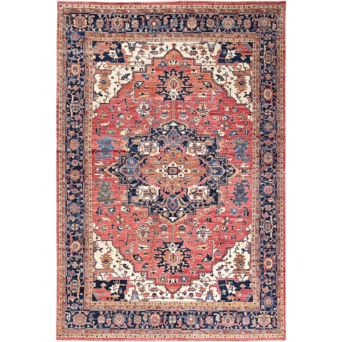 Rug 11'10"x17'7" Coral Red Seeripe Heris Design Soft Wool Hand Knotted XL: Rug 11'10"x17'7" Coral Red Seeripe Heris Design Soft Wool Hand Knotted XL This listing features Rug 11'10"x17'7" Coral Red Seeripe Heris Design Soft Wool Hand Knotted XL. Item specifics are provided b