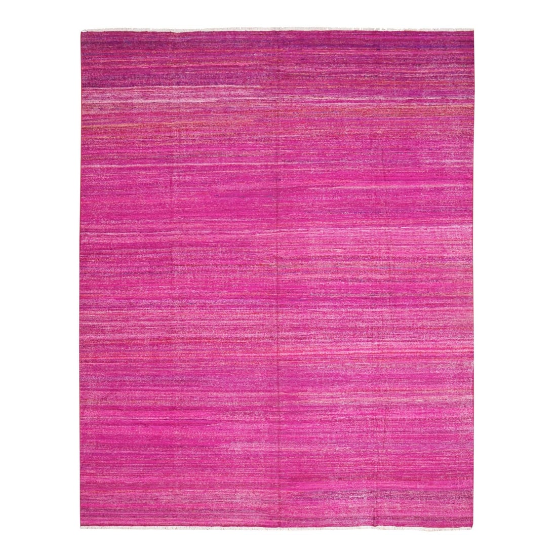 Rug 9'1"x11'7" Hot Pink Sari Silk Kilim Flat Weave Hand Woven Oriental (1 of 11)