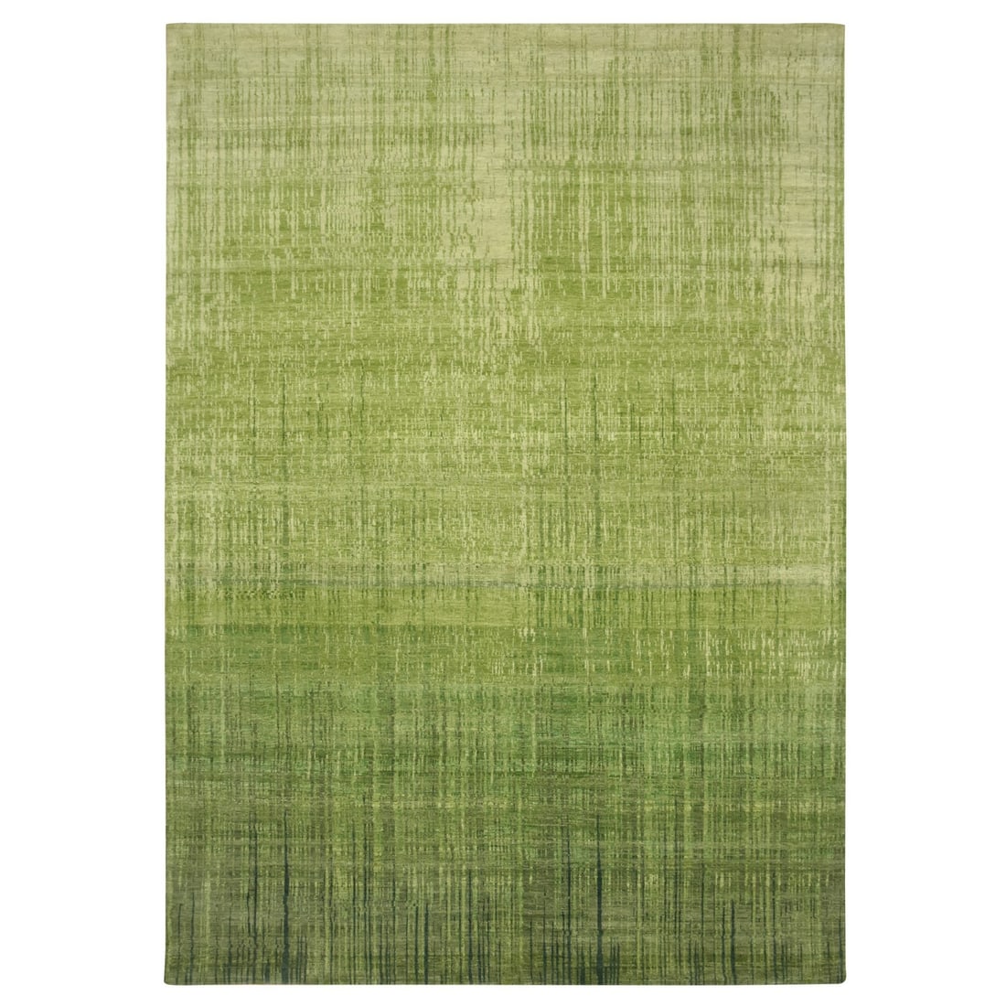 Soft Wool Rug - 9'x12'3" Moss Green - Vertical Ombre Design - Hand Knotted (1 of 11)