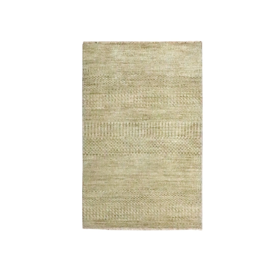 Rug 2'x3' Beige Wool with Silk Modern Grass Design Hand Knotted Mat Small (1 of 5)
