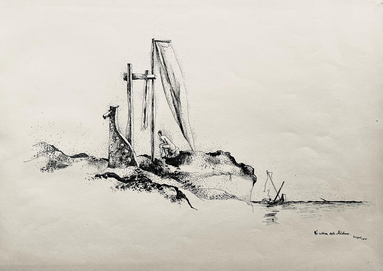 Lithograph - Jean Lurat - le radeau de la mduse - huit dessins la plume (1 of 6)