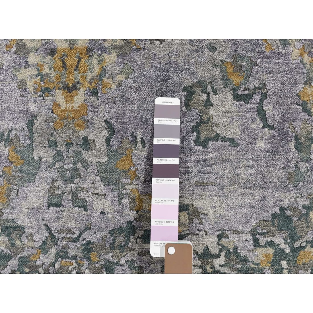 Rug 8'x9'10" Gray Abstract Design Wool and Silk Hand Knotted Oriental - 8