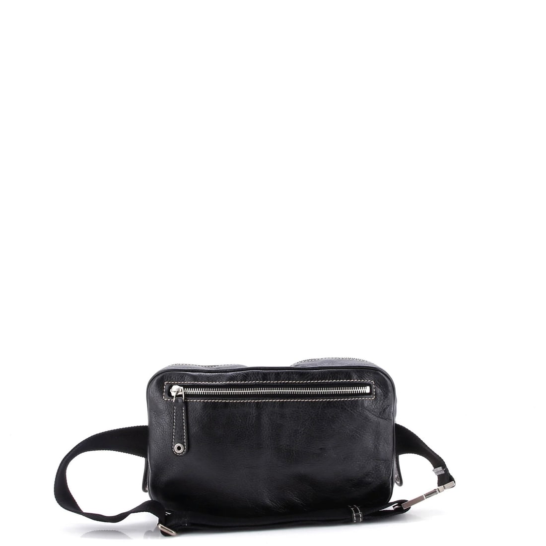 Leather Gucci Crest Double Belt Bag - 3