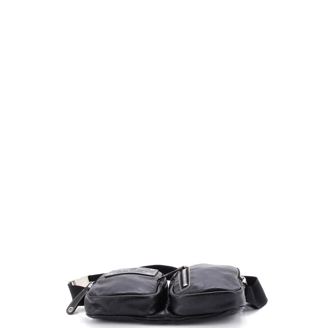 Leather Gucci Crest Double Belt Bag - 4