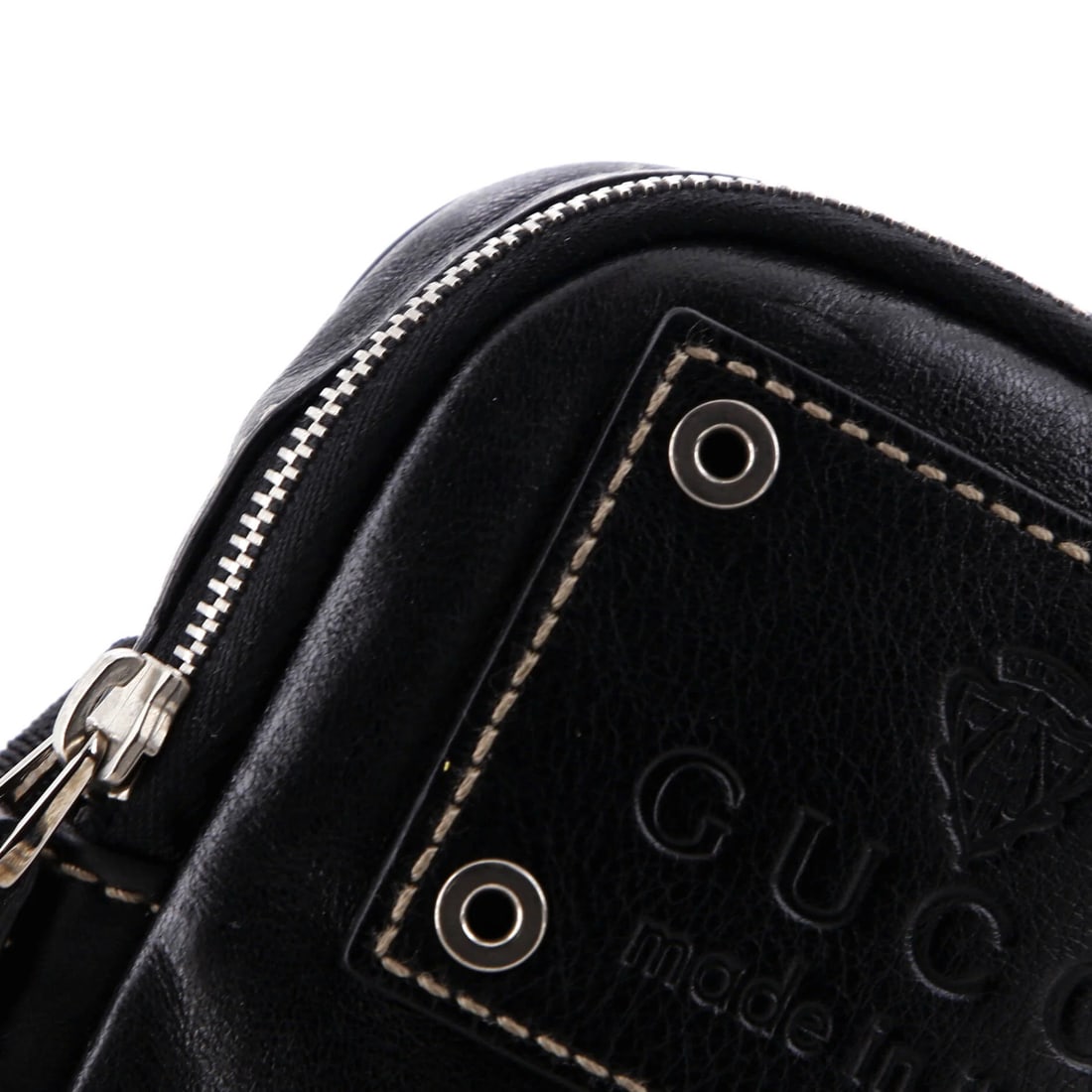 Leather Gucci Crest Double Belt Bag - 6