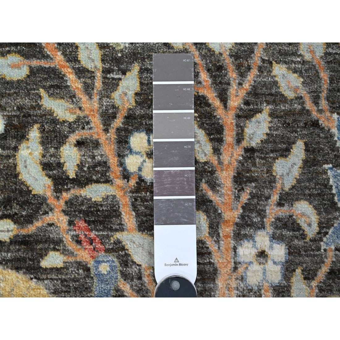 Rug 2'5"x17'9" Gray Hand Knotted Wool Peshawar Birds Paradise XL Runner - 3