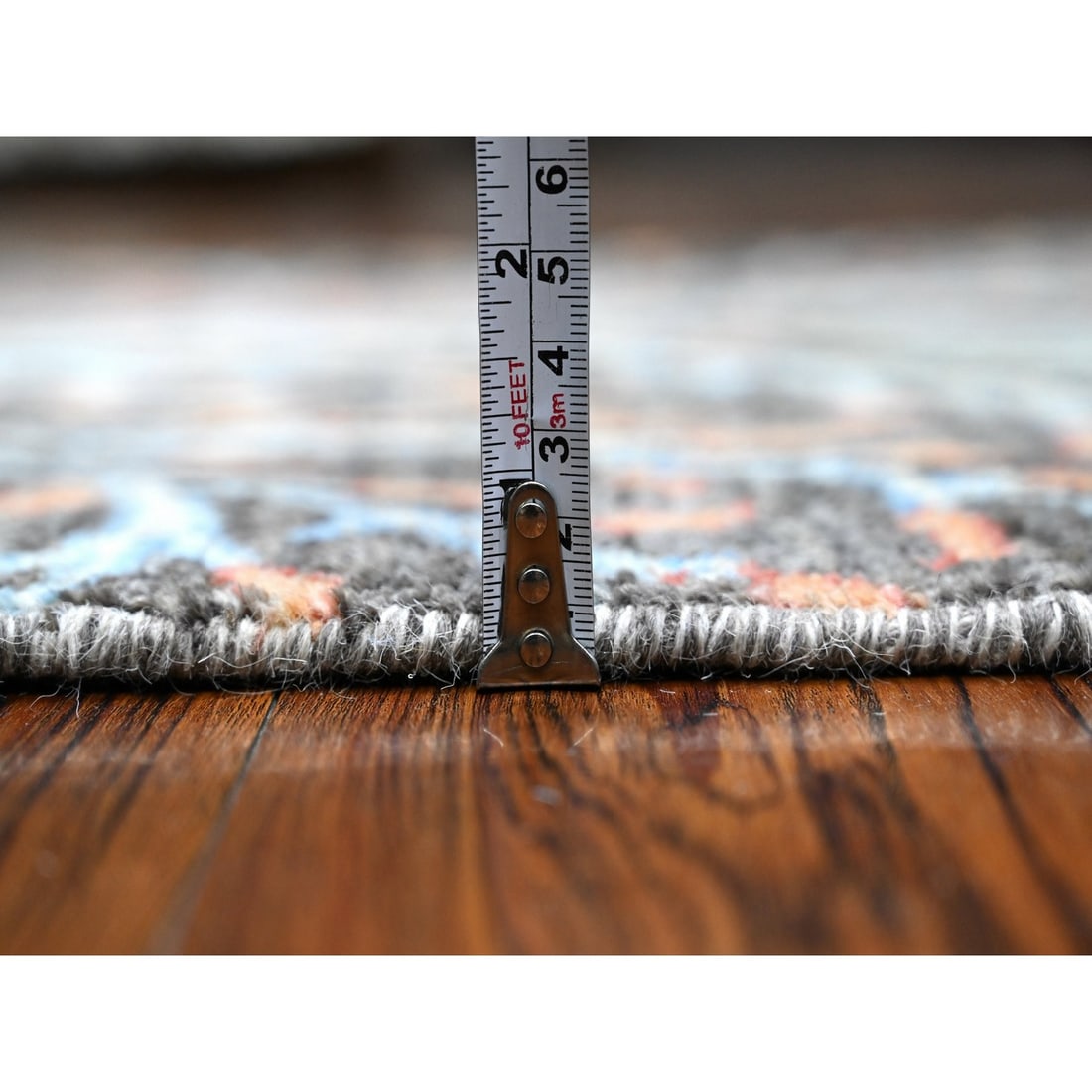 Rug 2'5"x17'9" Gray Hand Knotted Wool Peshawar Birds Paradise XL Runner - 5