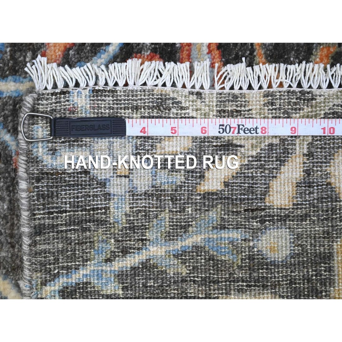 Rug 2'5"x17'9" Gray Hand Knotted Wool Peshawar Birds Paradise XL Runner - 6