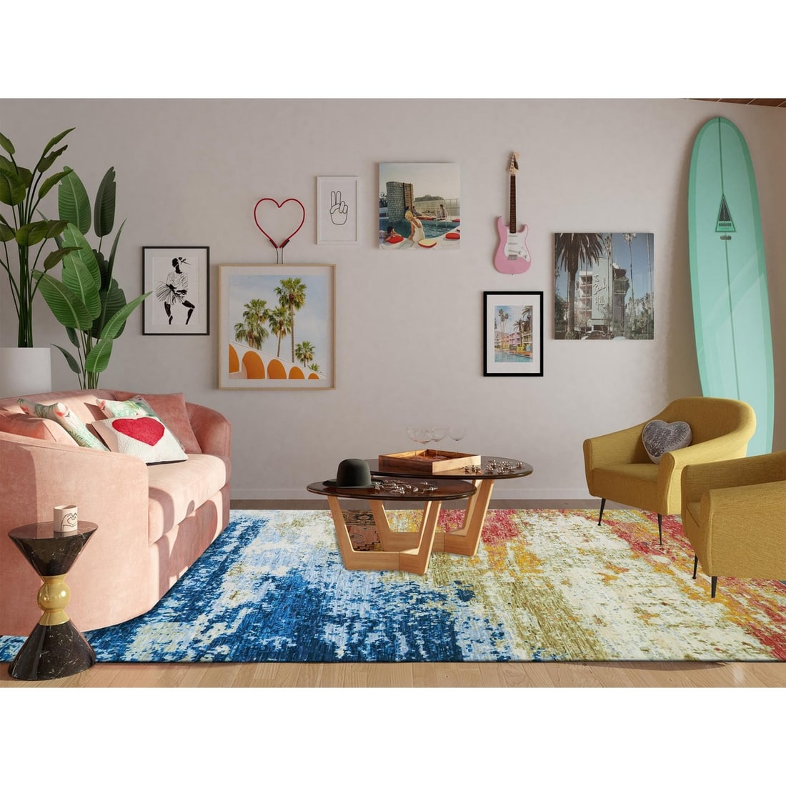 Rug 10'3"x13'9" Ivory Colorful Modern Abstract Design Wool Hand Knotted - 2