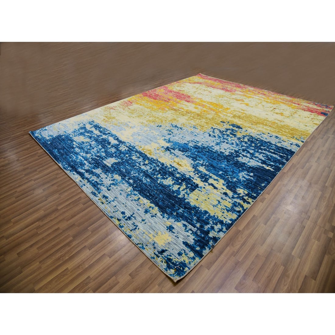 Rug 10'3"x13'9" Ivory Colorful Modern Abstract Design Wool Hand Knotted - 4