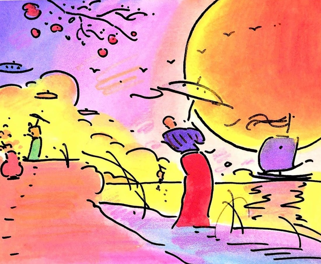 Official Lithograph - Peter Max - Two Sages - Hand Signed - 2