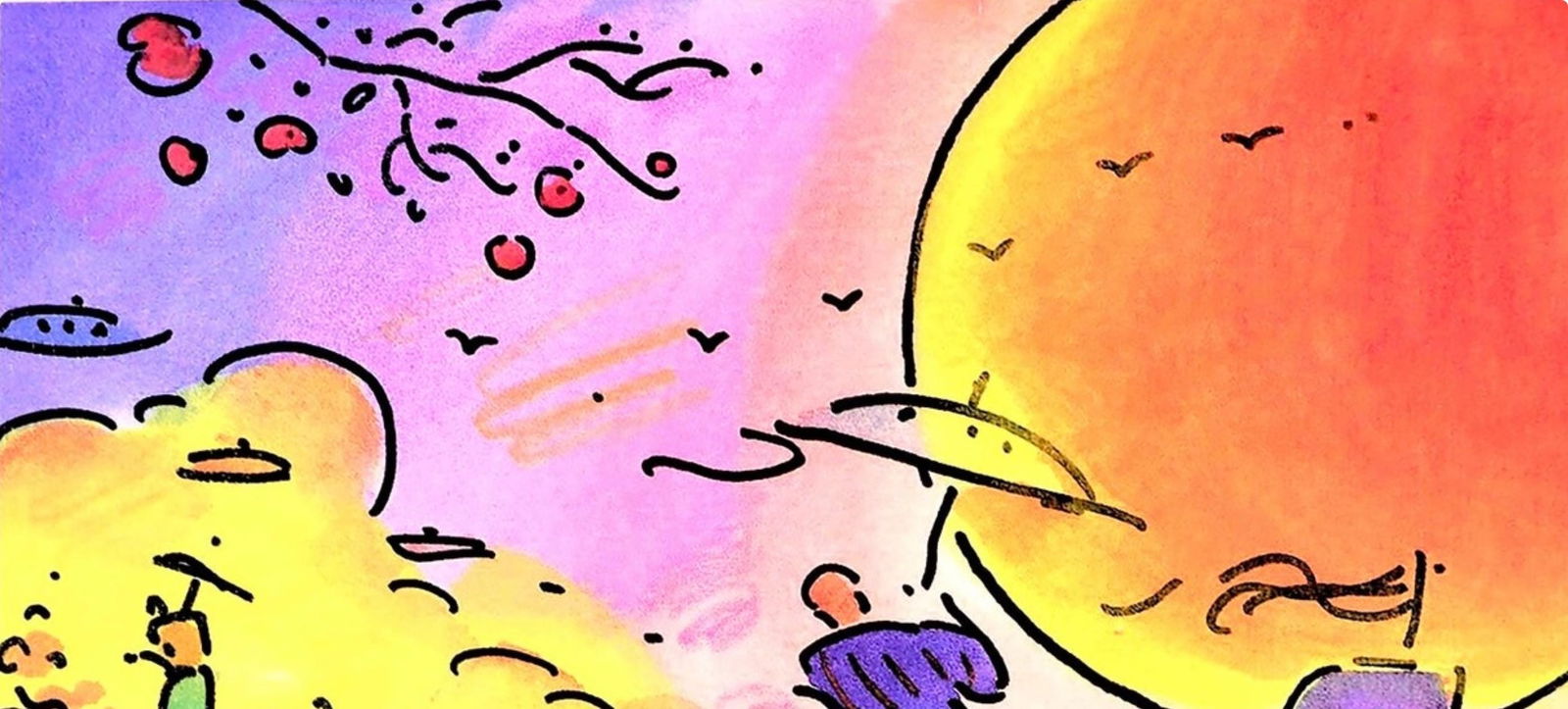 Official Lithograph - Peter Max - Two Sages - Hand Signed - 3