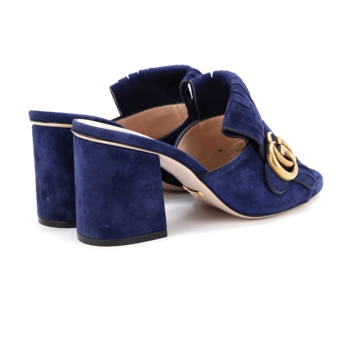 Suede Gucci Women's GG Marmont Fringed Heeled Sandals - 3