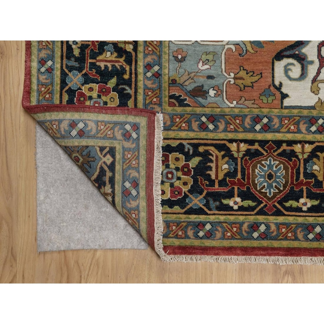 Oriental 8'8"x12' Red Hand Knotted Wool Rug Antiqued Fine Heris Revival - 4