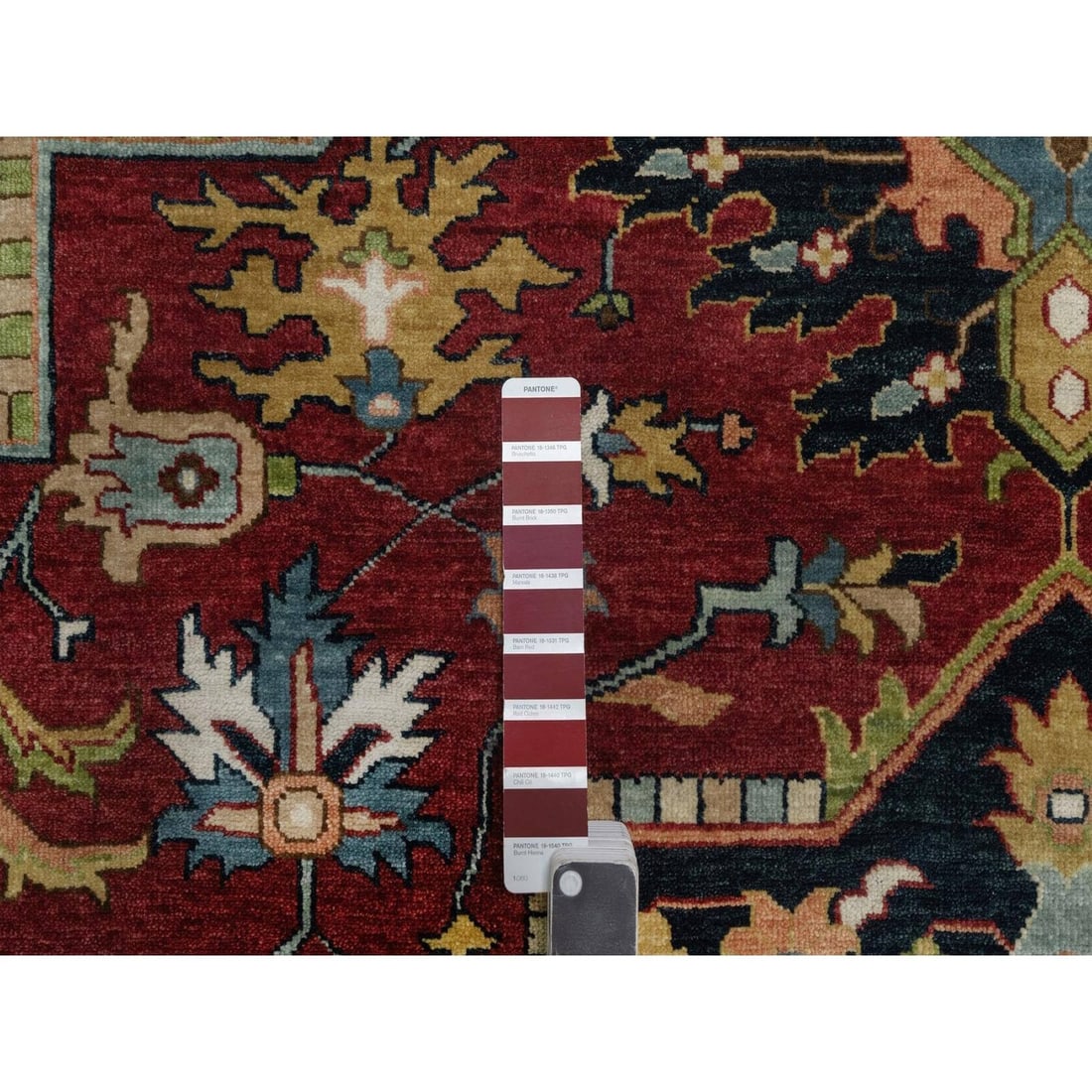 Oriental 8'8"x12' Red Hand Knotted Wool Rug Antiqued Fine Heris Revival - 7