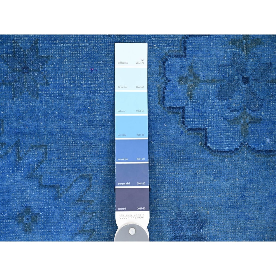 Rug 8'8"x11'9" Blue Hand Knotted Overdyed Kazak Geometric Design All Wool - 7