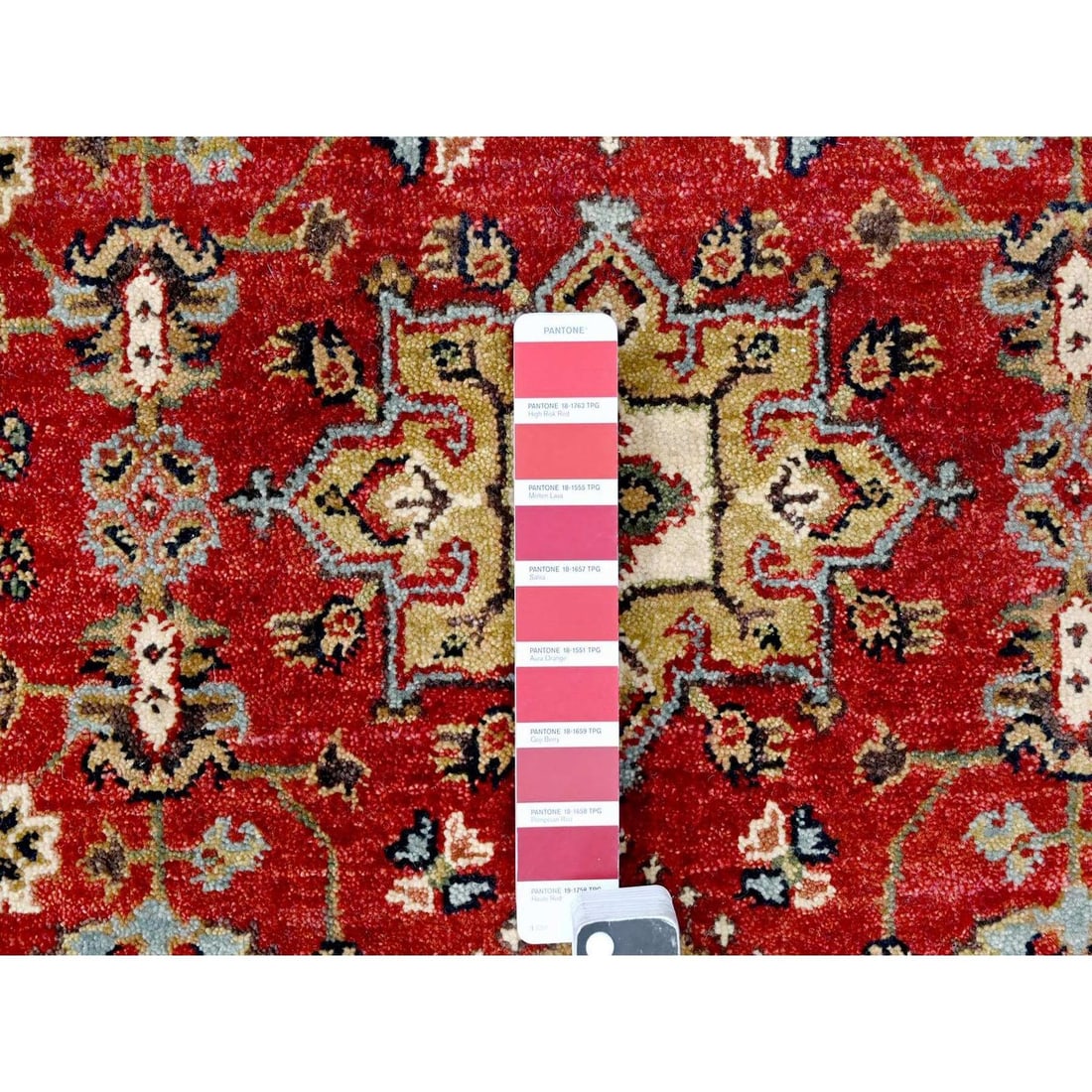 Rug 3'x5' Red Karjihooz Design Geometric Medallions Hand Knotted Wool - 4
