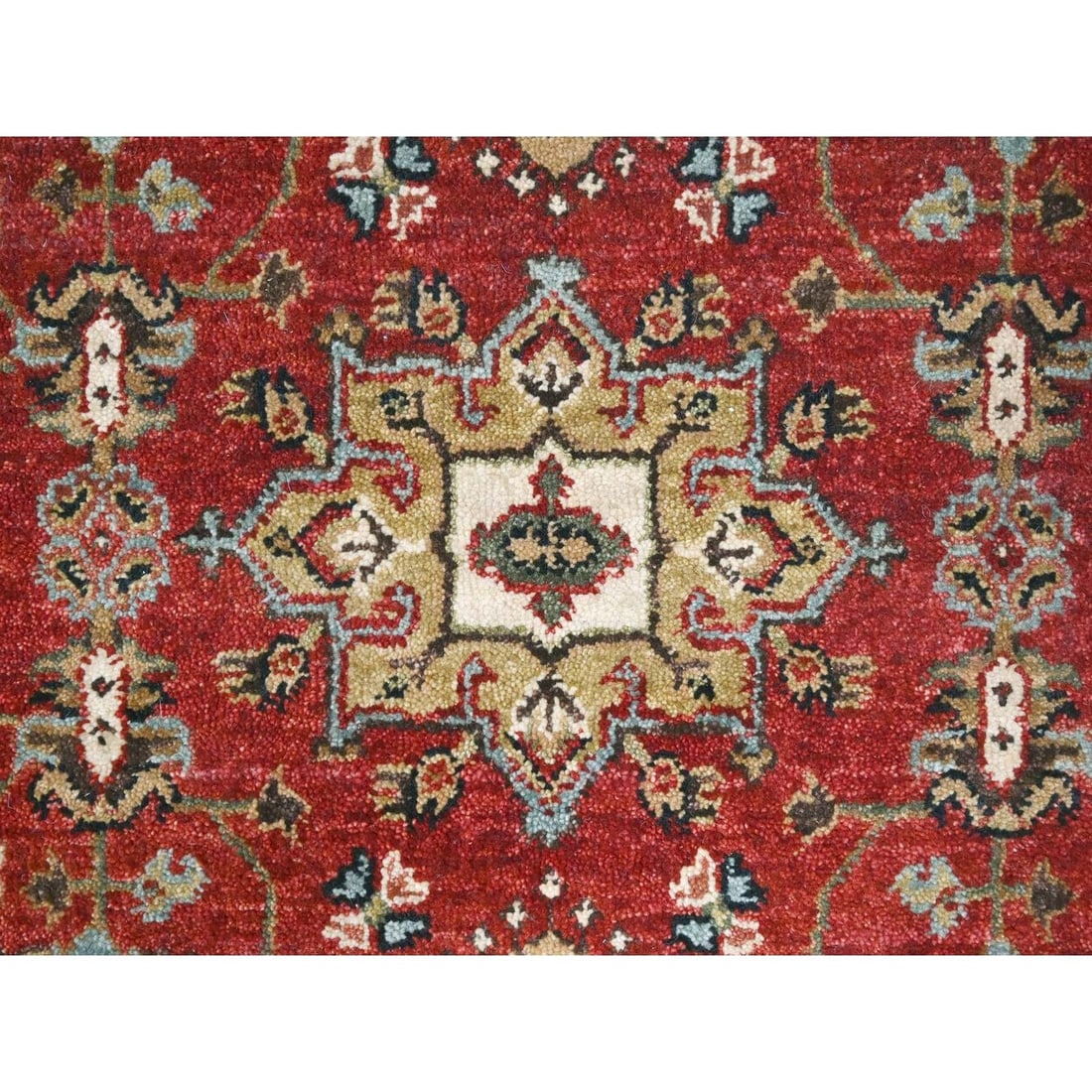 Rug 3'x5' Red Karjihooz Design Geometric Medallions Hand Knotted Wool - 5