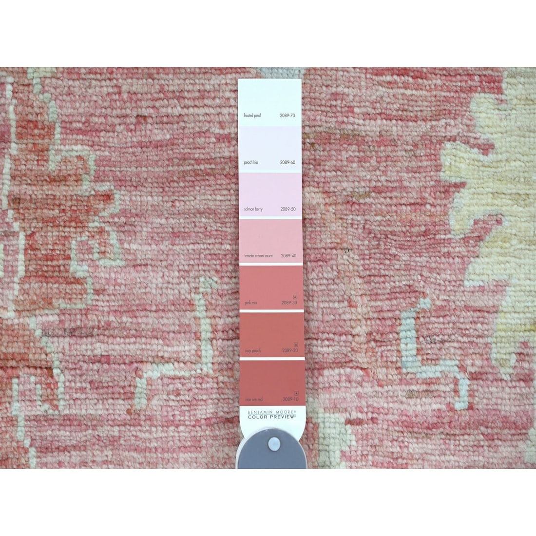 Rug 5'9"x8'9" Pink Hand Knotted Afghan Angora Oushak Leaf Design All Wool - 3