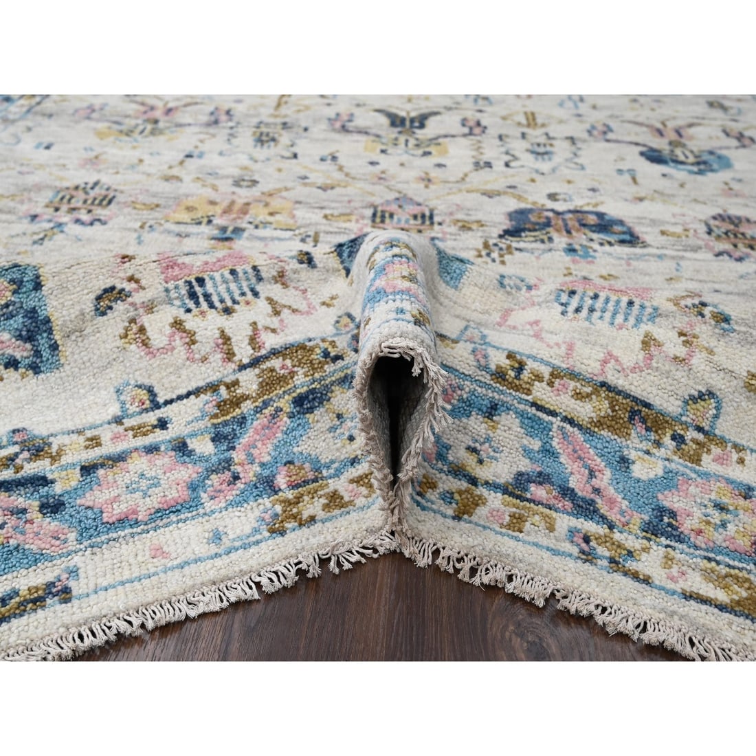 Rug 7'10"x9'10"Ivory Hand Knotted Wool Natural Dyes Mahal Design Oriental - 6