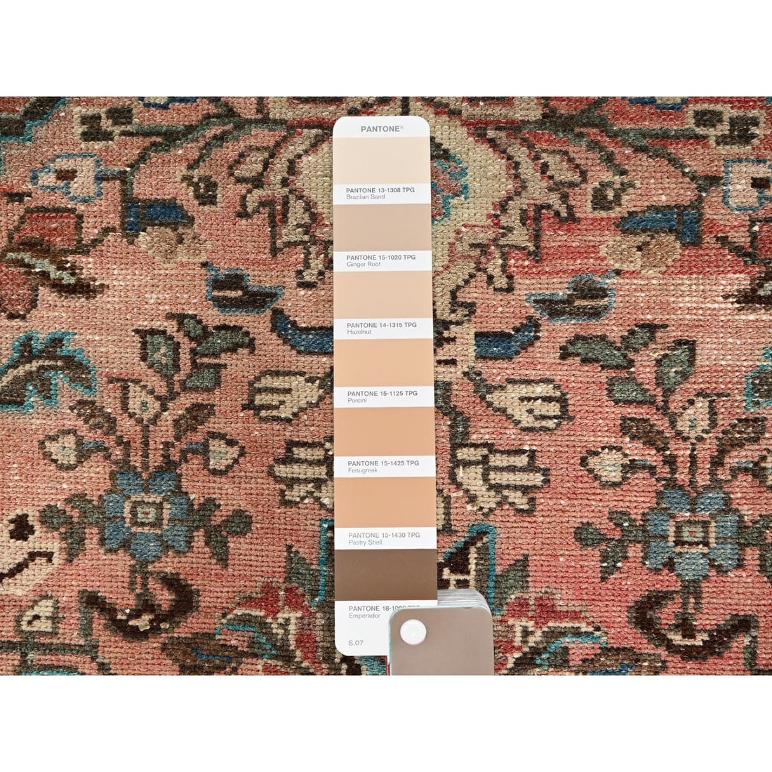 Runner 2'6"x10'3" Peach Vintage Zoroastrian Flower Design Wool Hand Knotted - 4