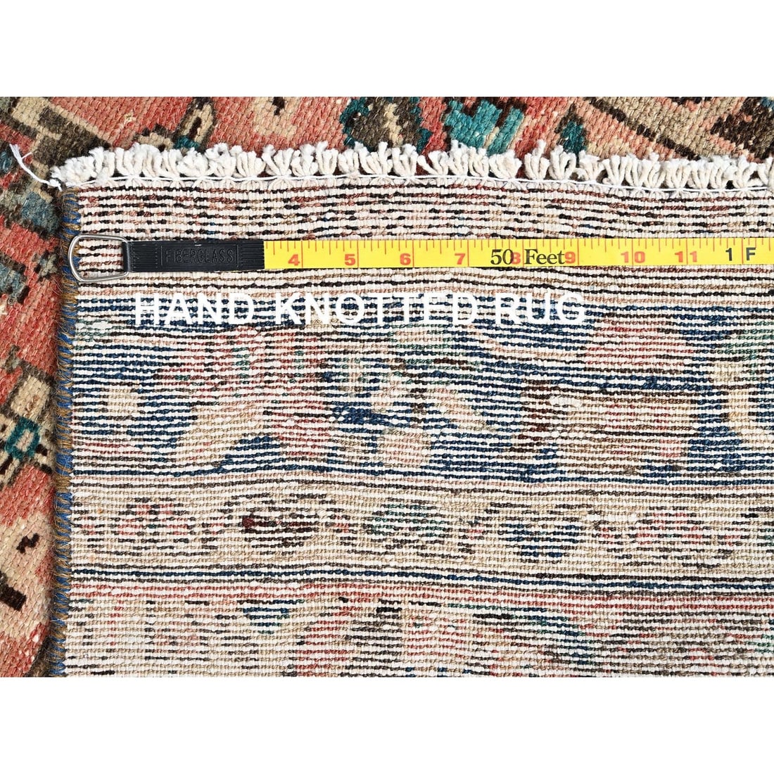 Runner 2'6"x10'3" Peach Vintage Zoroastrian Flower Design Wool Hand Knotted - 7