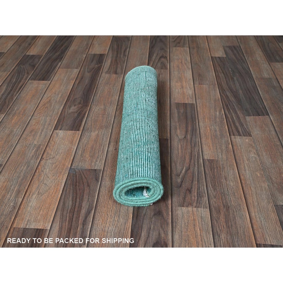 Rug 2'x3'6" Aqua Blue Overdyed Vintage Zoroastrian Hand Knotted Wool Mat - 5