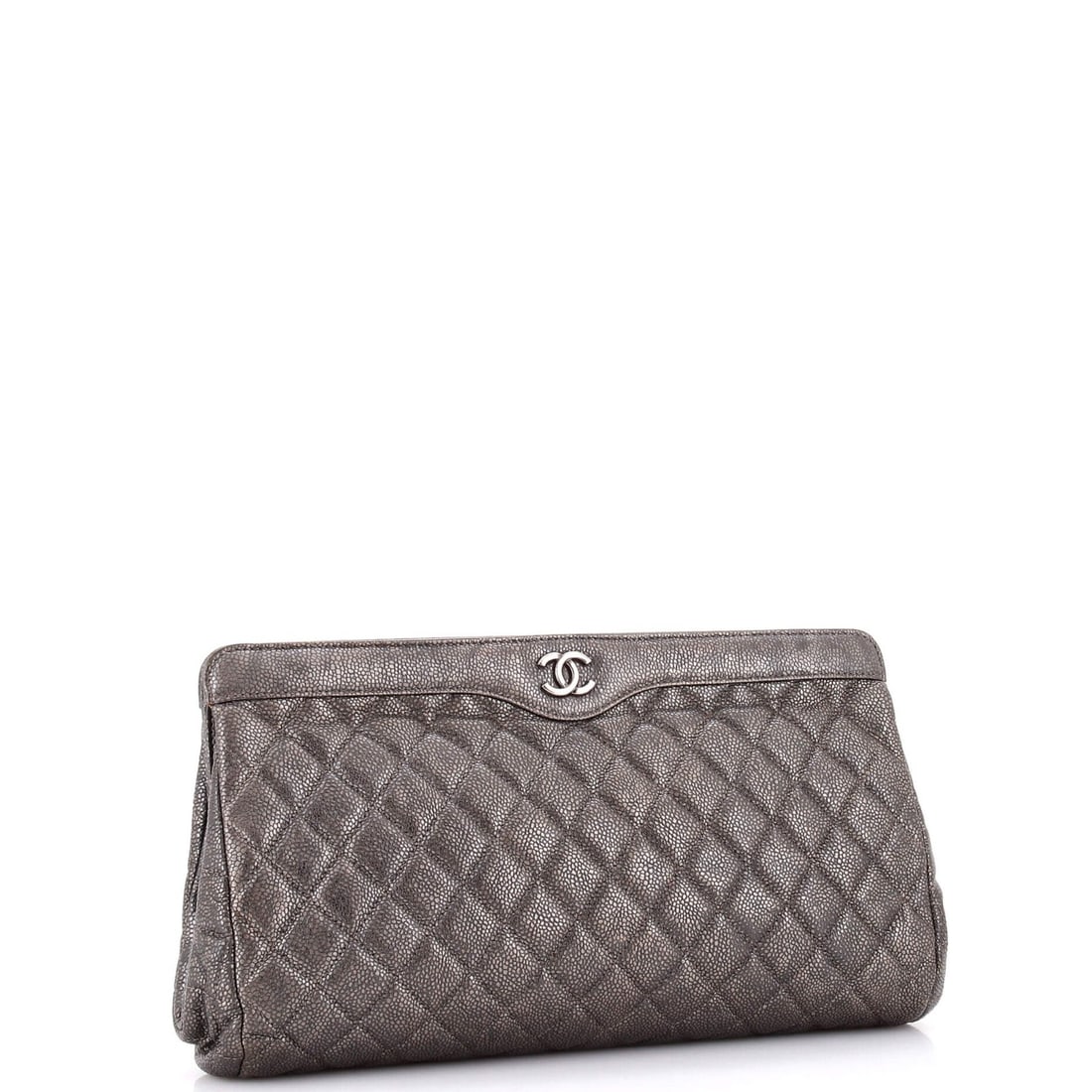 Large Chanel CC Frame Clutch Quilted Caviar - 2