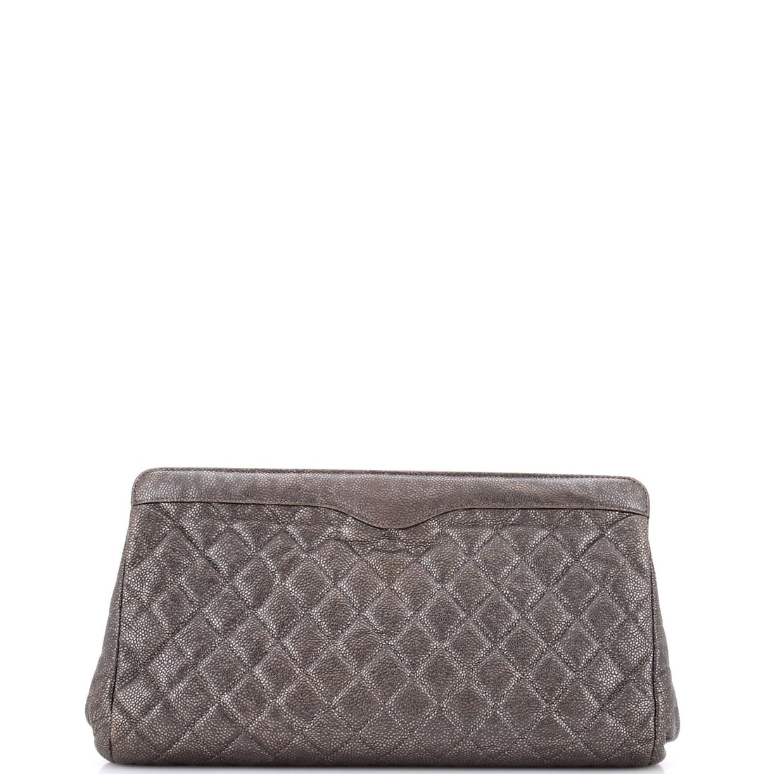Large Chanel CC Frame Clutch Quilted Caviar - 3