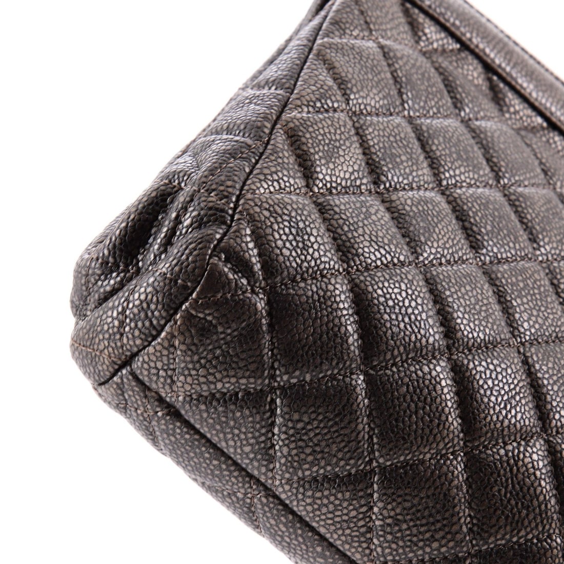 Large Chanel CC Frame Clutch Quilted Caviar - 6