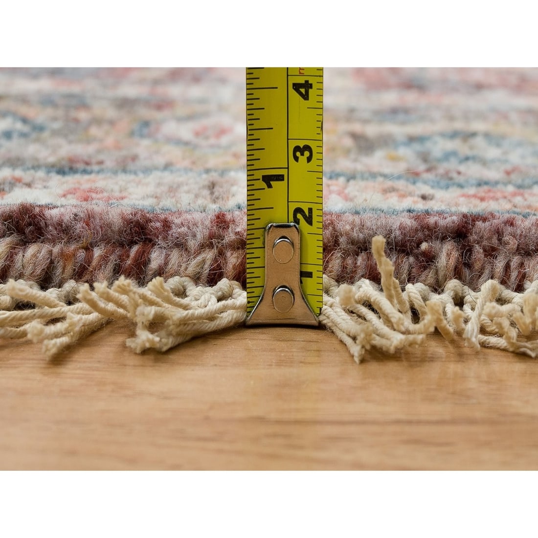 Rug 6'x6' Sangria Red Hand Knotted Pure Wool Heris Revival Round Oriental - 7