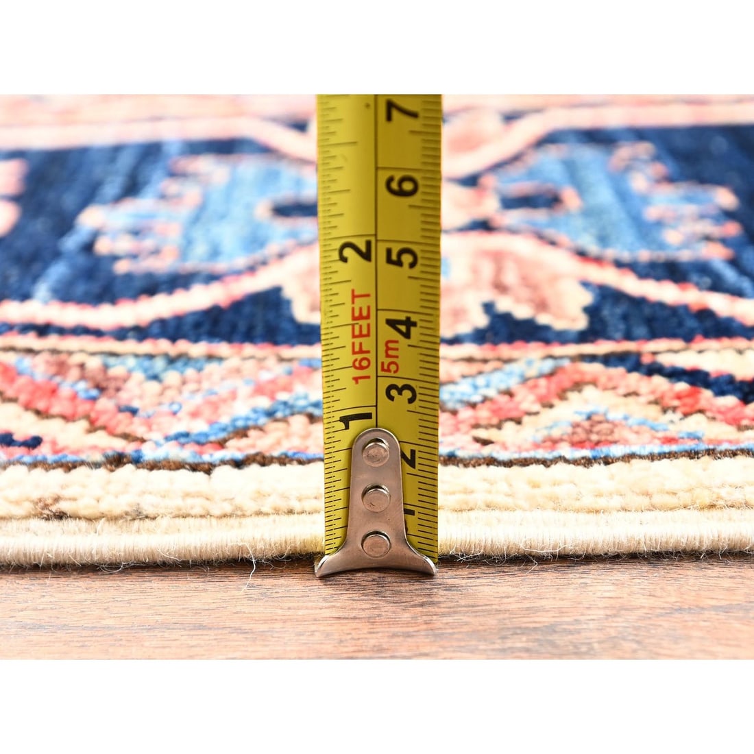 Knotted 4'10"x7'6" Ivory Pure Wool Rug Northwest Zoroastrian Design Hand - 6