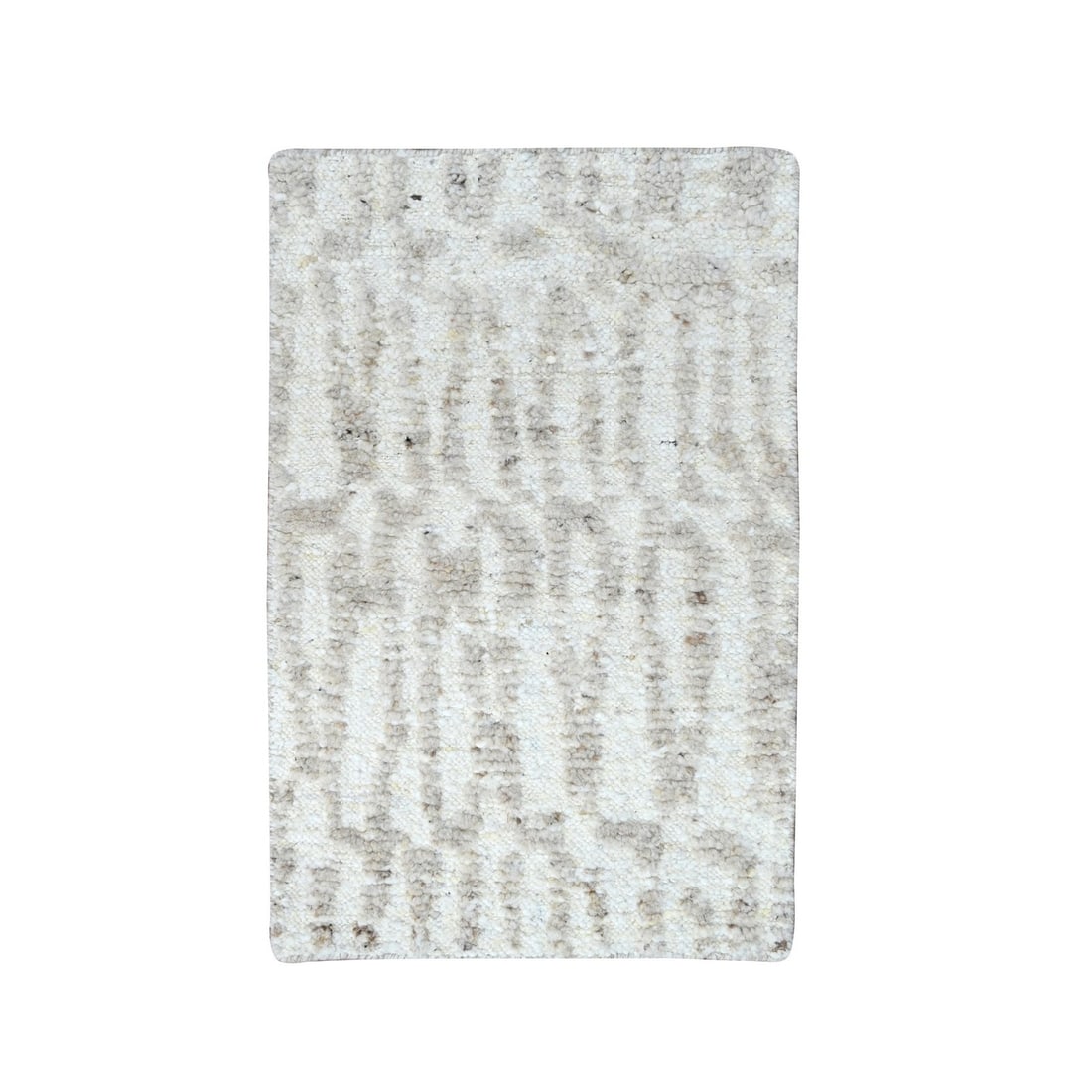 Rug 2'x3' Ivory Minimalist Swedish Design Hand Knotted Wool Sample Mat (1 of 7)