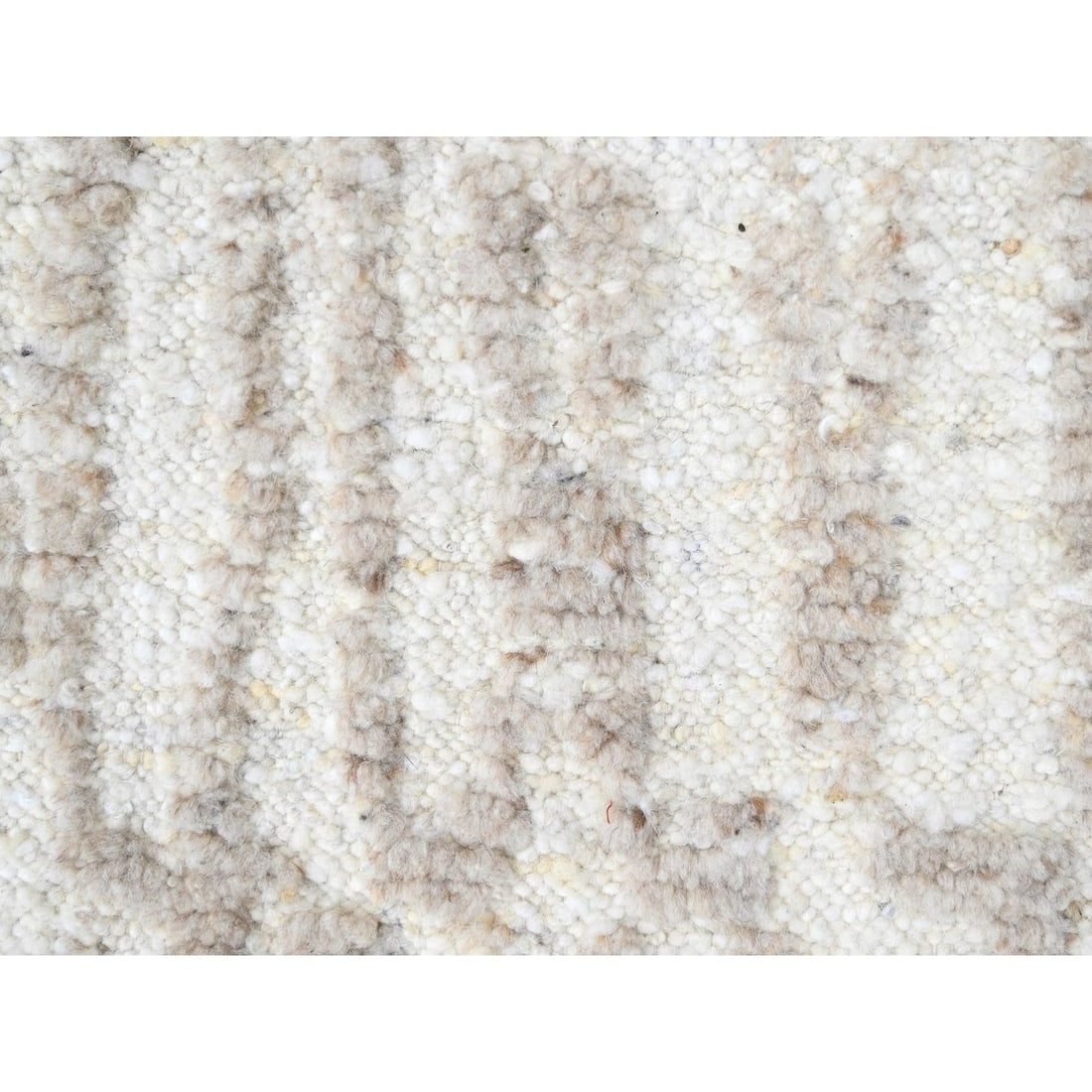 Rug 2'x3' Ivory Minimalist Swedish Design Hand Knotted Wool Sample Mat - 4