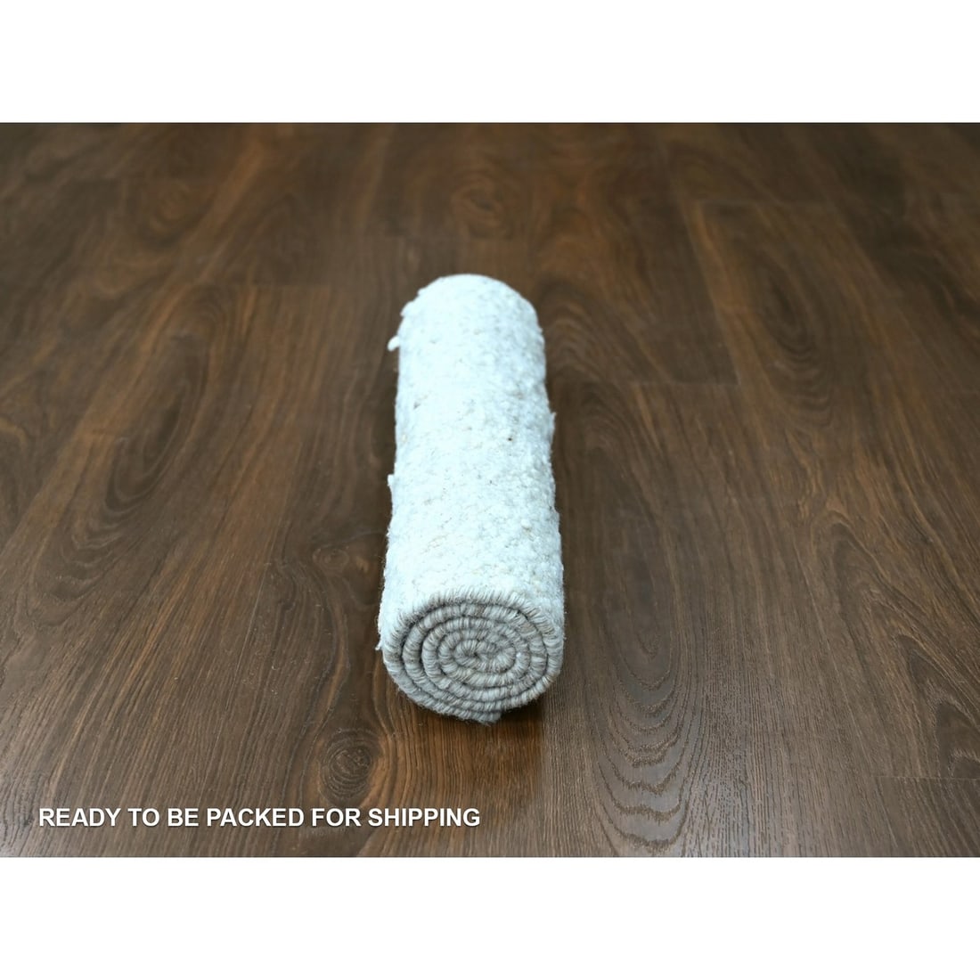 Rug 2'x3' Ivory Minimalist Swedish Design Hand Knotted Wool Sample Mat - 5