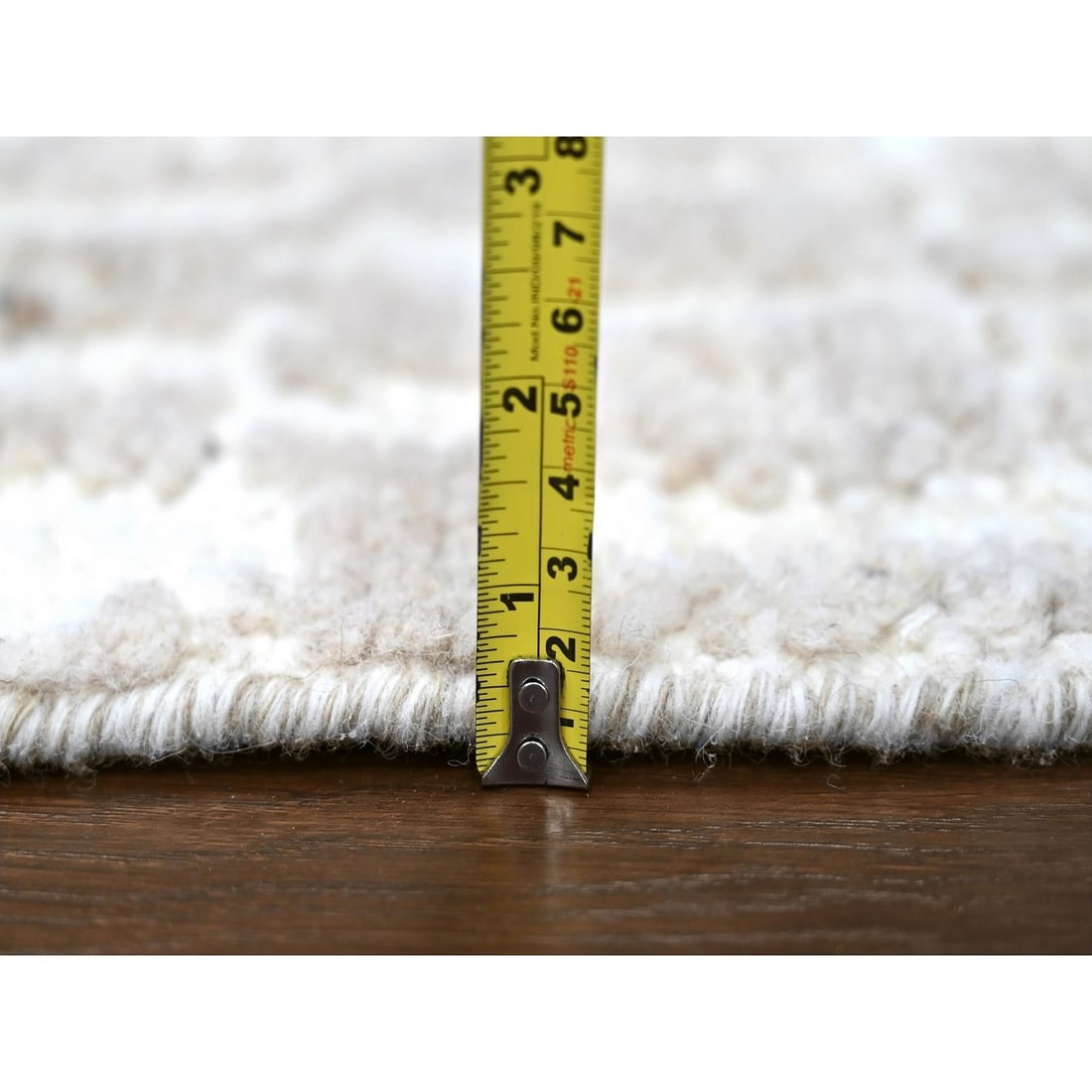 Rug 2'x3' Ivory Minimalist Swedish Design Hand Knotted Wool Sample Mat - 6