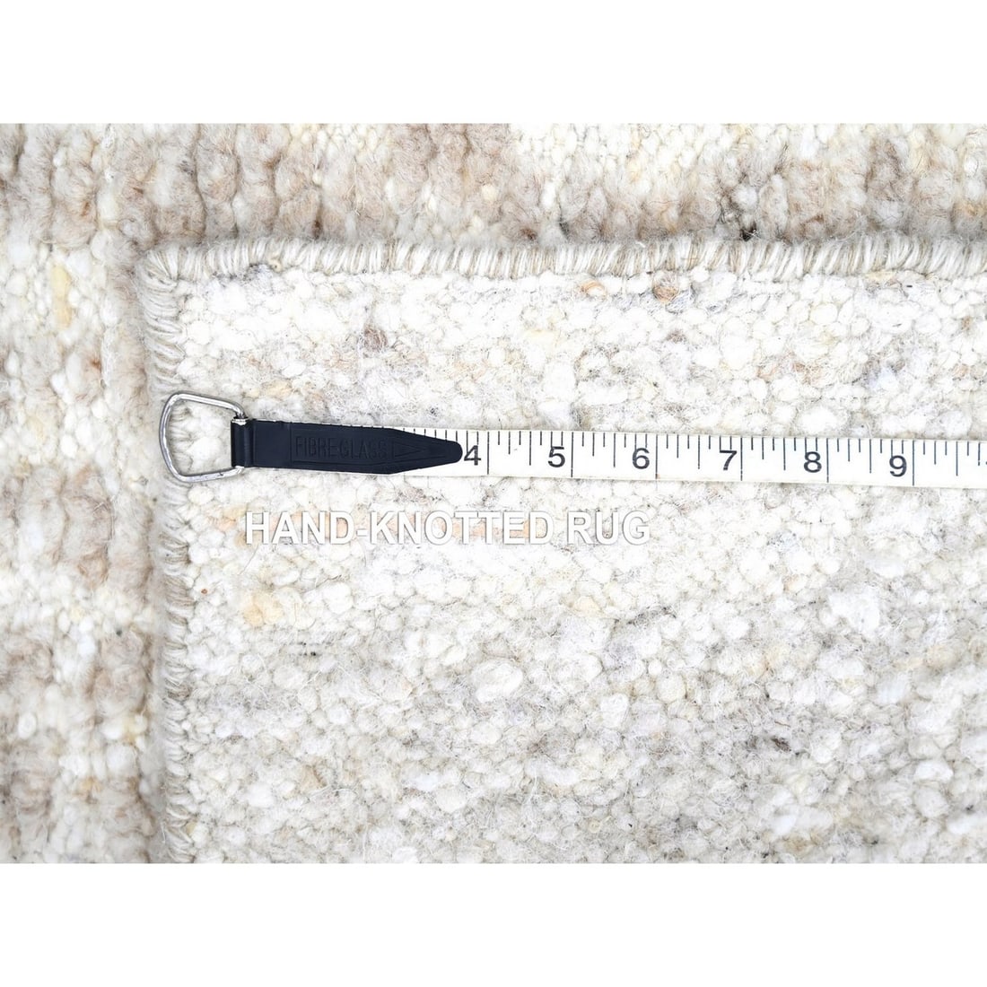 Rug 2'x3' Ivory Minimalist Swedish Design Hand Knotted Wool Sample Mat - 7